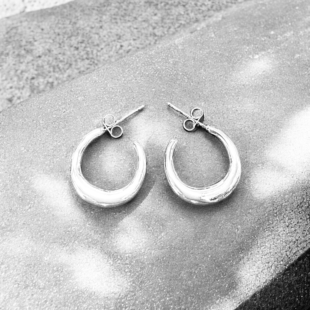 Waterproof 3/4 Moon Hoop Earrings