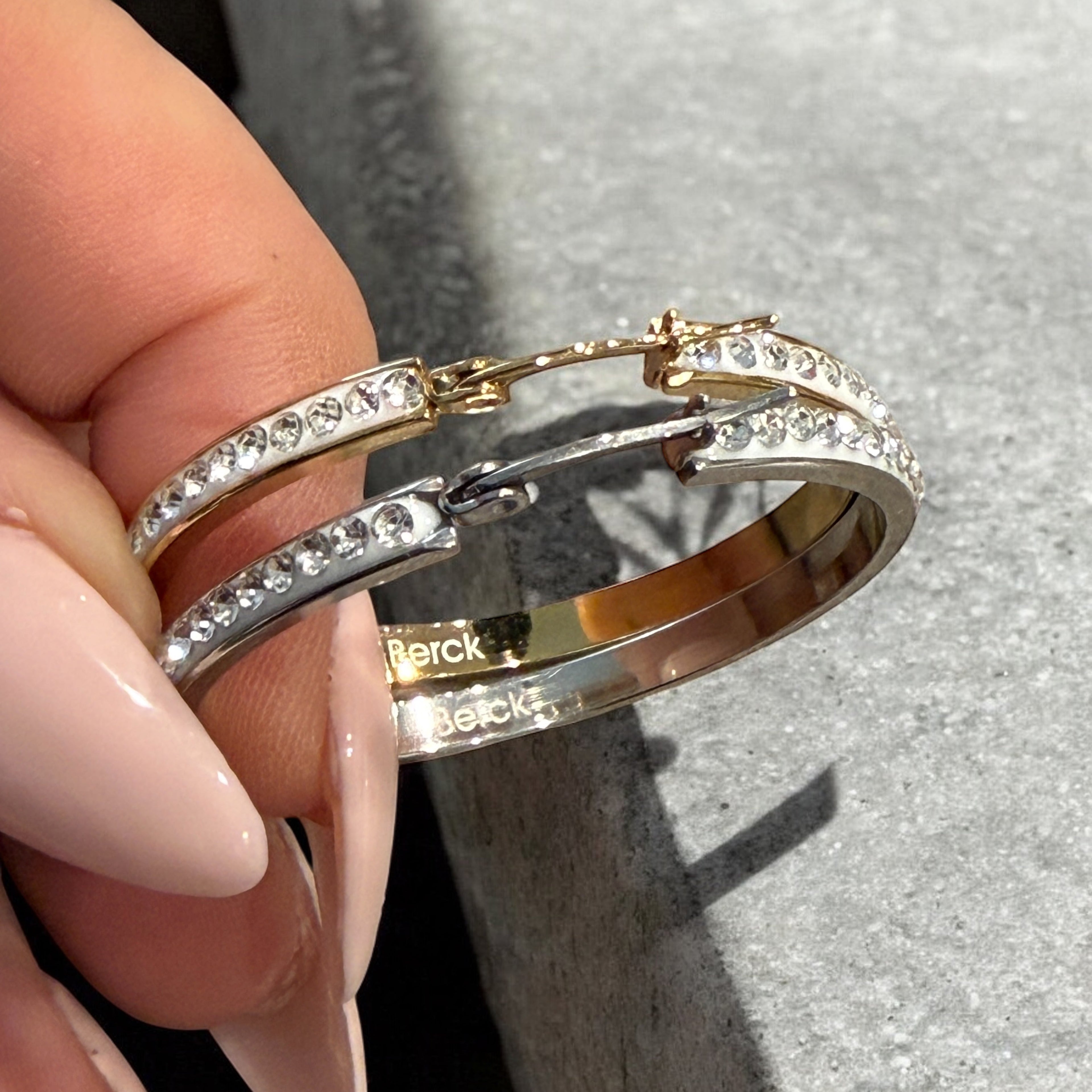 Waterproof 40mm Zircon Hoop Earrings - 18k Gold PVD Plated or Polished Stainless Steel