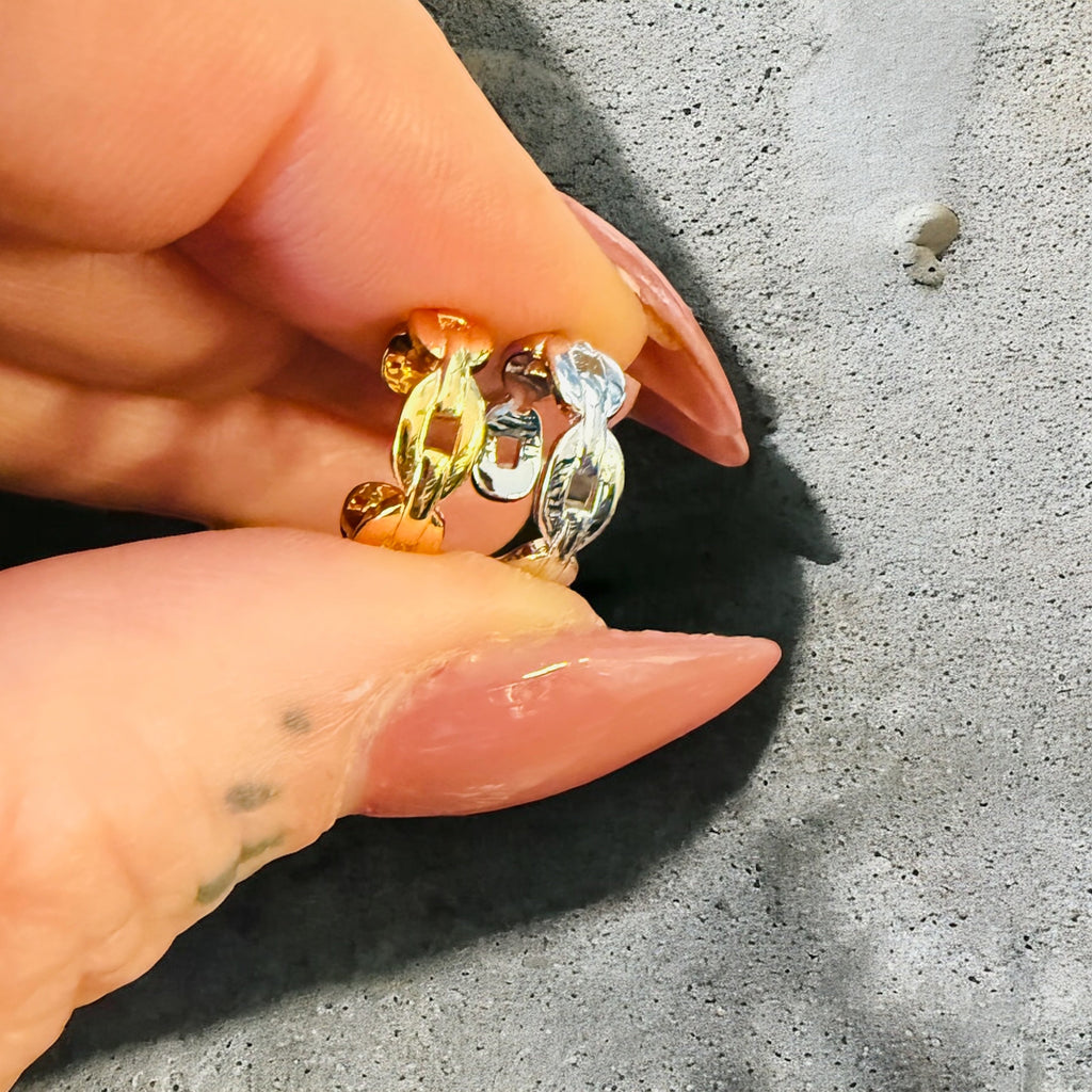 Waterproof Dainty Link Ear Cuff Solid Sterling Silver (Sold as a Single