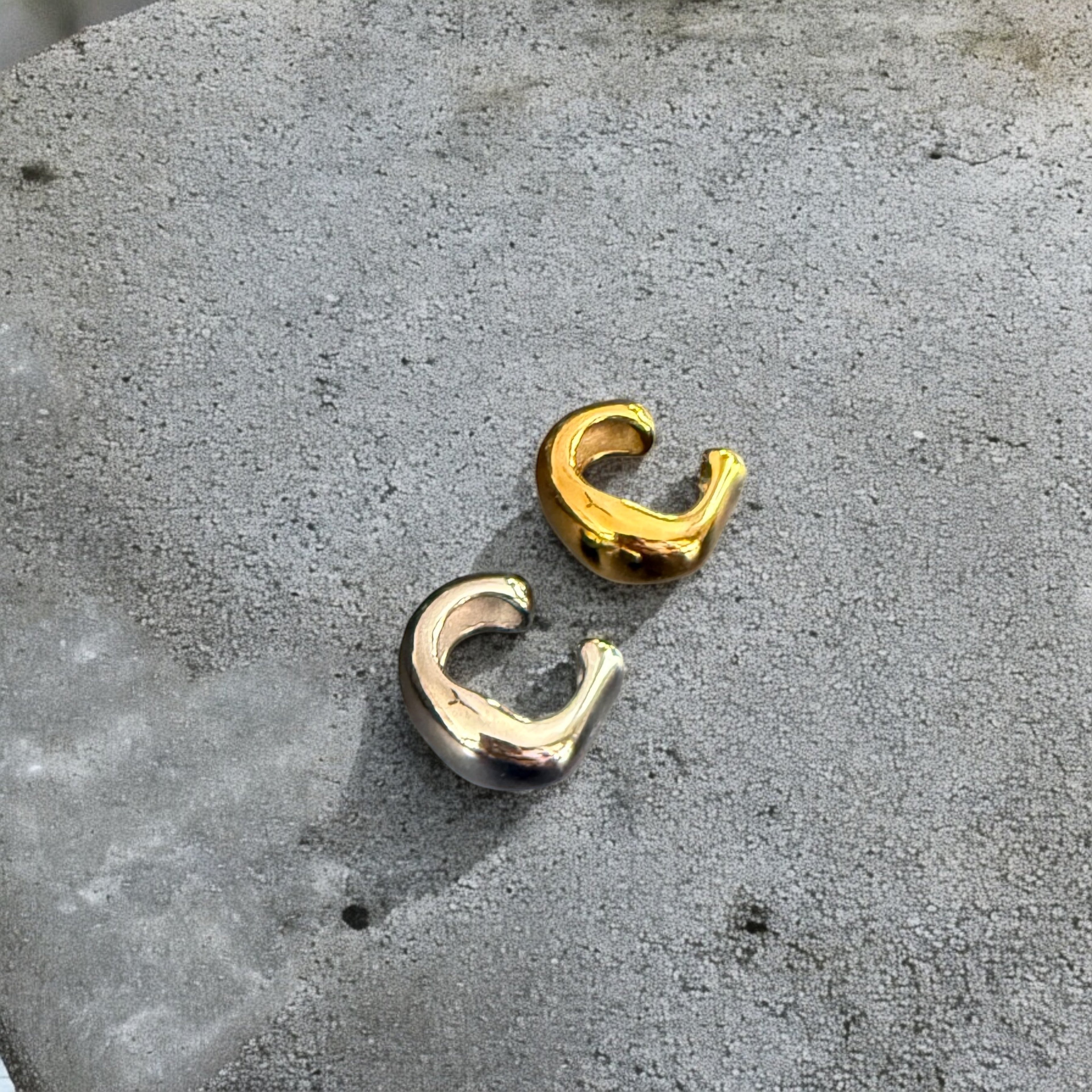 Waterproof Abstract Hoop Ear Cuff Polished Stainless Steel & 18k Gold PVD Plated Stainless Steel