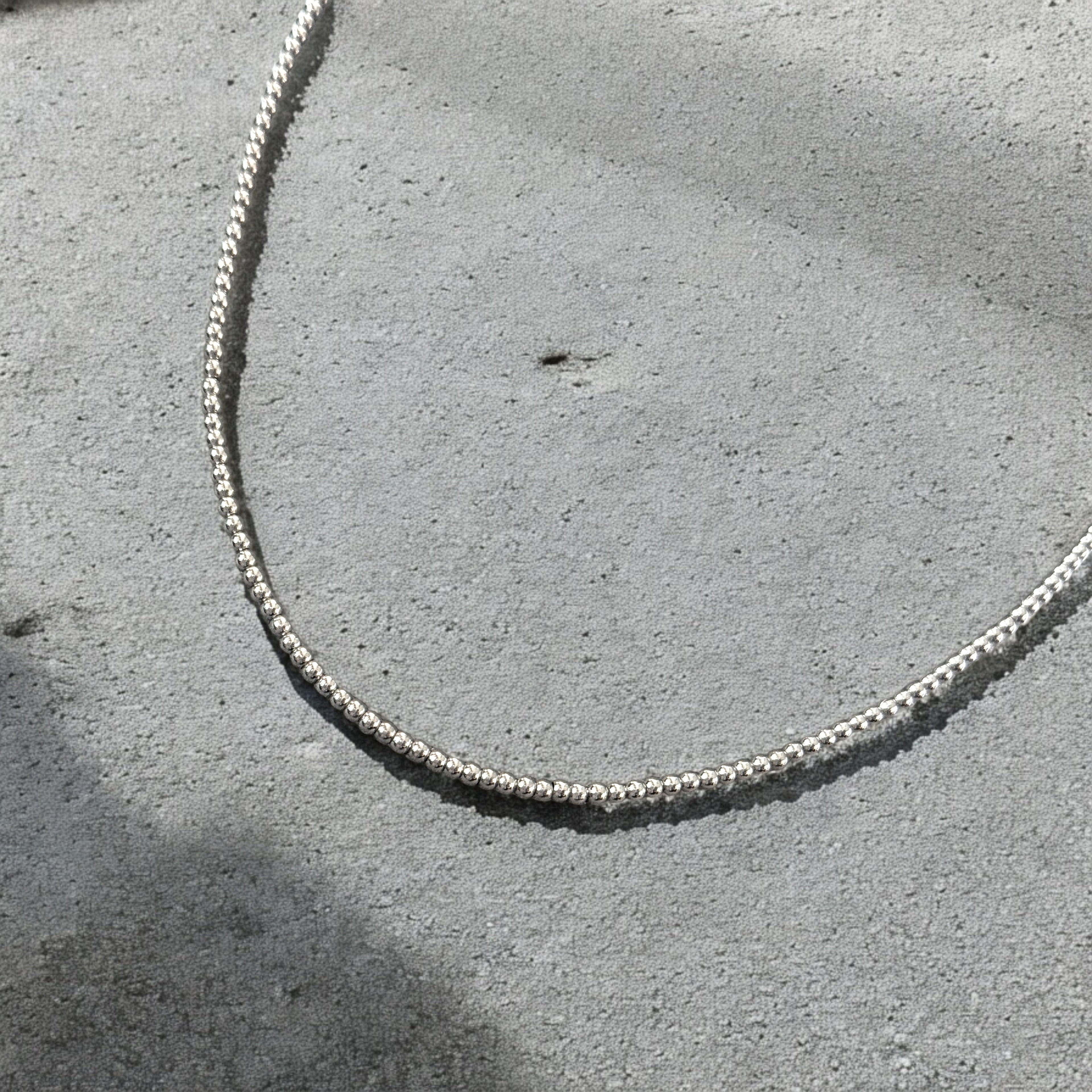 Waterproof 3mm Beaded Stainless Steel Necklace