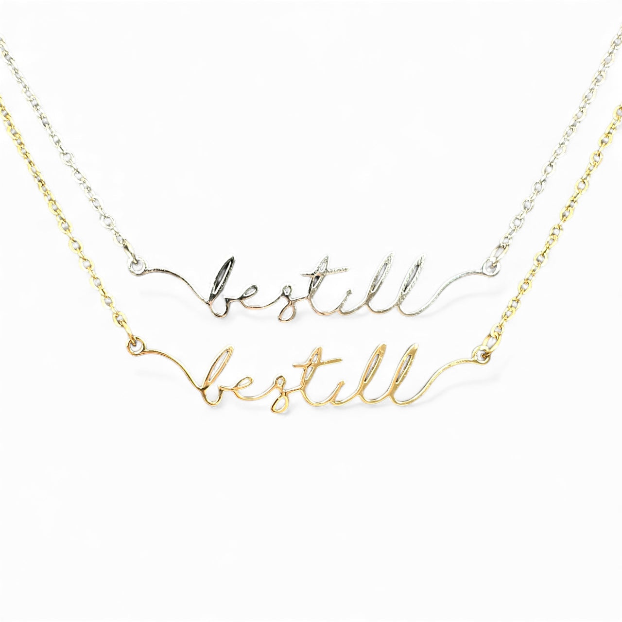Waterproof "Be Still" Script Necklace