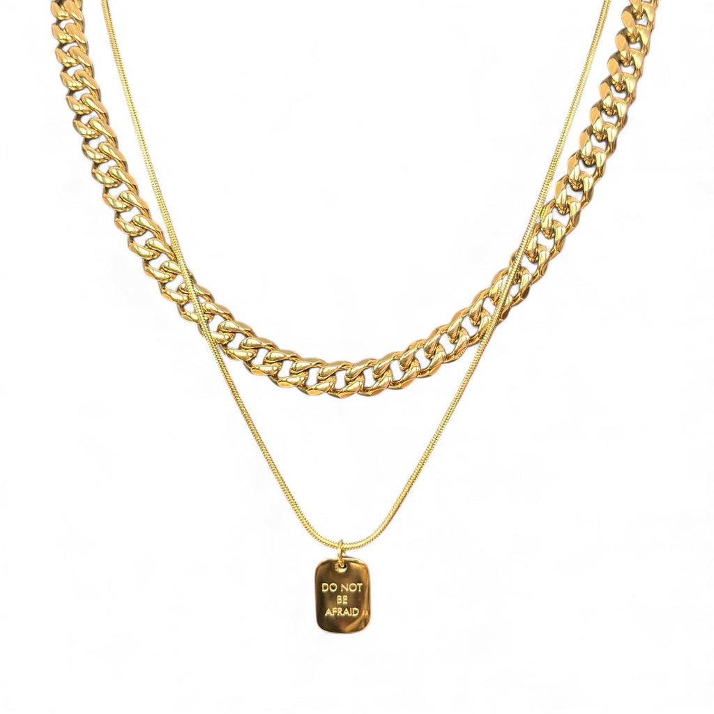 Waterproof Two Piece Layering Necklace "Do Not Be Afraid"
