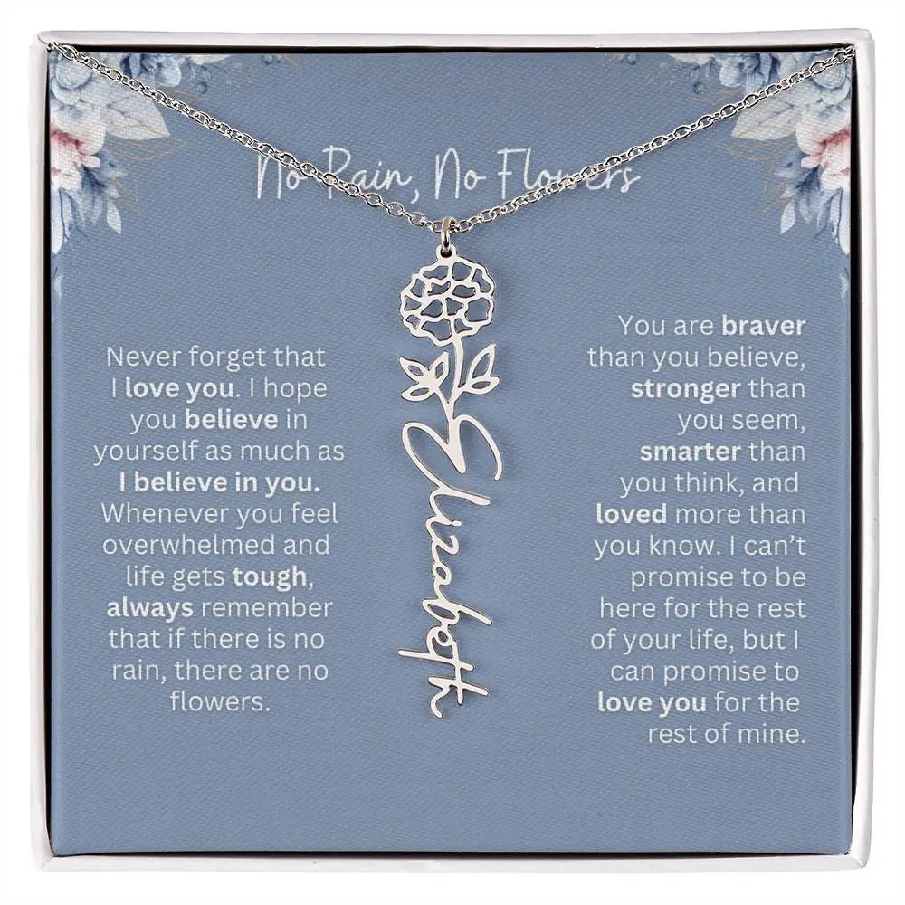 No Rain - No Flowers | Birth Necklace | Name Necklace | Custom Gift from Dad to Daughter and Bonus Daughter