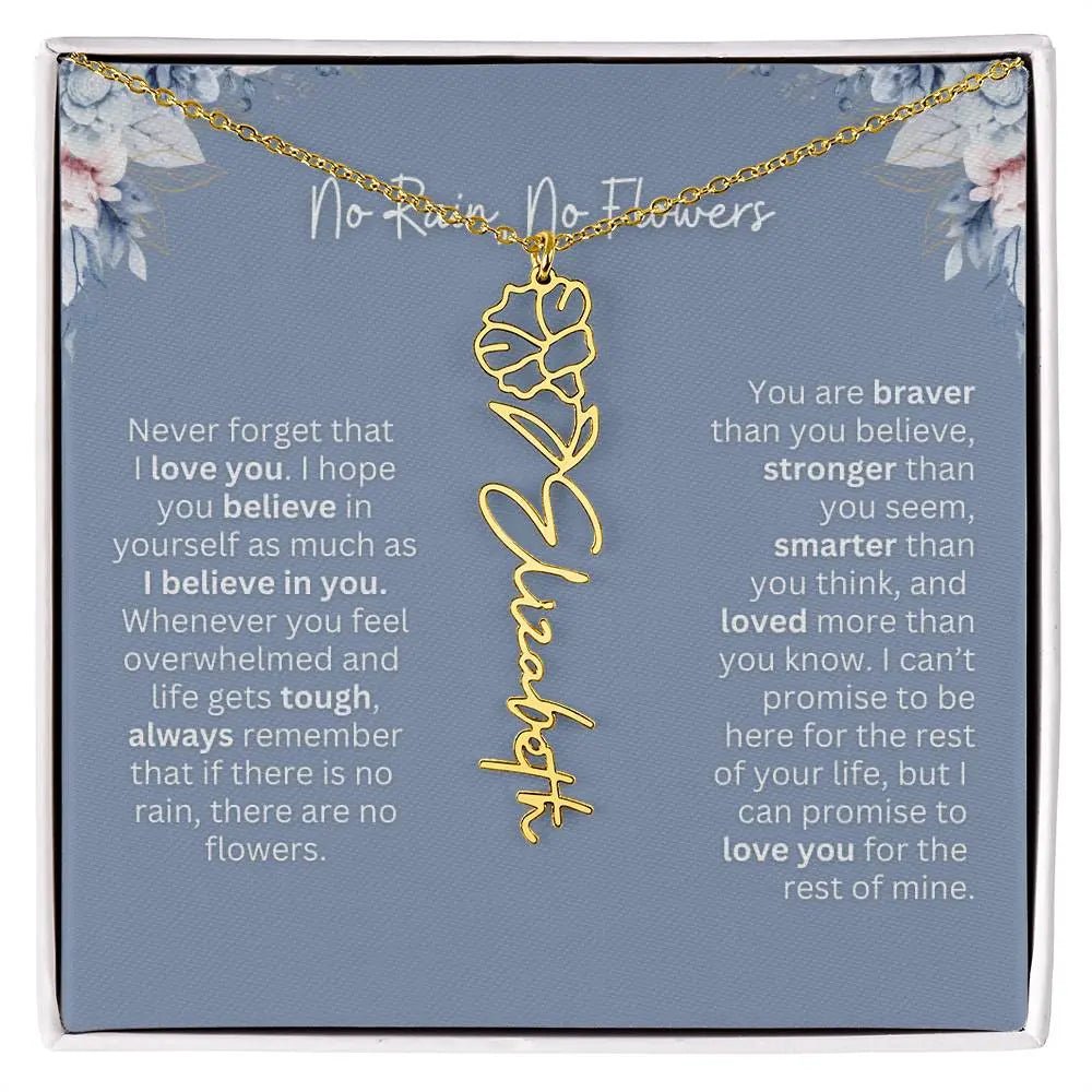 No Rain - No Flowers | Birth Necklace | Name Necklace | Custom Gift from Dad to Daughter and Bonus Daughter
