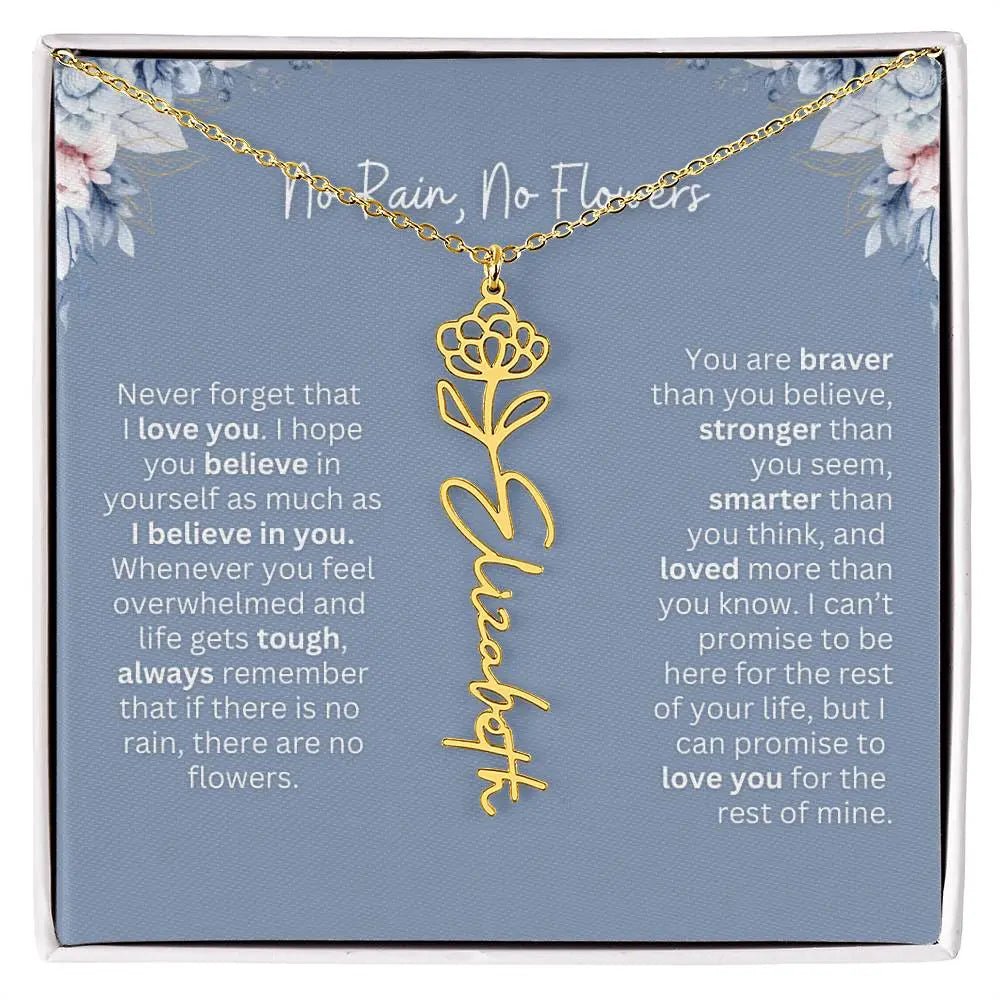 No Rain - No Flowers | Birth Necklace | Name Necklace | Custom Gift from Dad to Daughter and Bonus Daughter