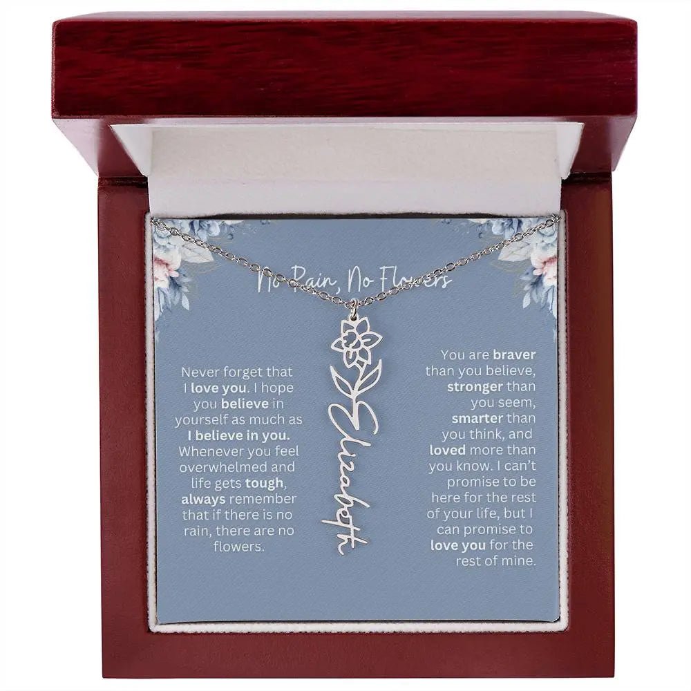 No Rain - No Flowers | Birth Necklace | Name Necklace | Custom Gift from Dad to Daughter and Bonus Daughter