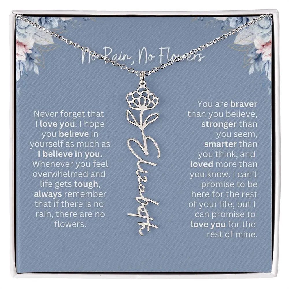 No Rain - No Flowers | Birth Necklace | Name Necklace | Custom Gift from Dad to Daughter and Bonus Daughter