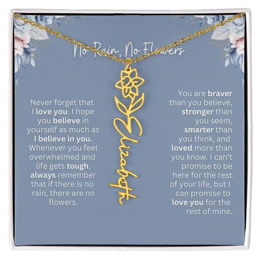 No Rain - No Flowers | Birth Necklace | Name Necklace | Custom Gift from Dad to Daughter and Bonus Daughter