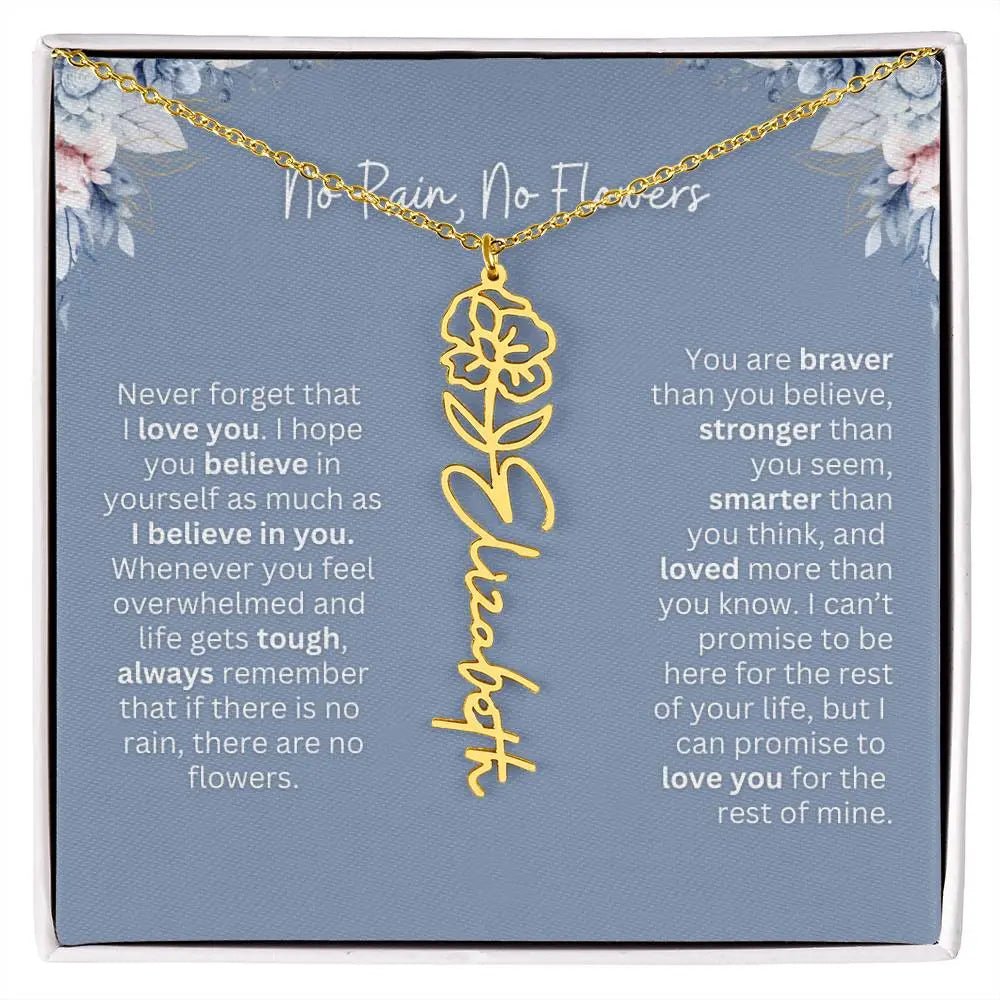 No Rain - No Flowers | Birth Necklace | Name Necklace | Custom Gift from Dad to Daughter and Bonus Daughter
