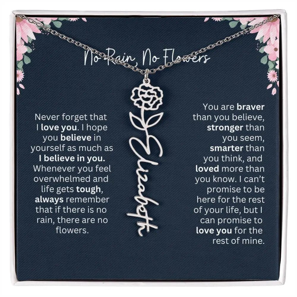 No Rain - No Flowers | Birth Necklace | Name Necklace | Custom Jewelry Gift for Daughters from Dad