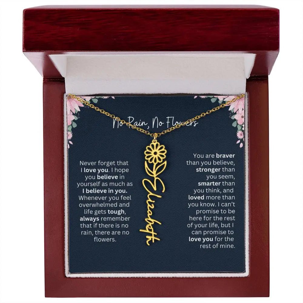 No Rain - No Flowers | Birth Necklace | Name Necklace | Custom Jewelry Gift for Daughters from Dad
