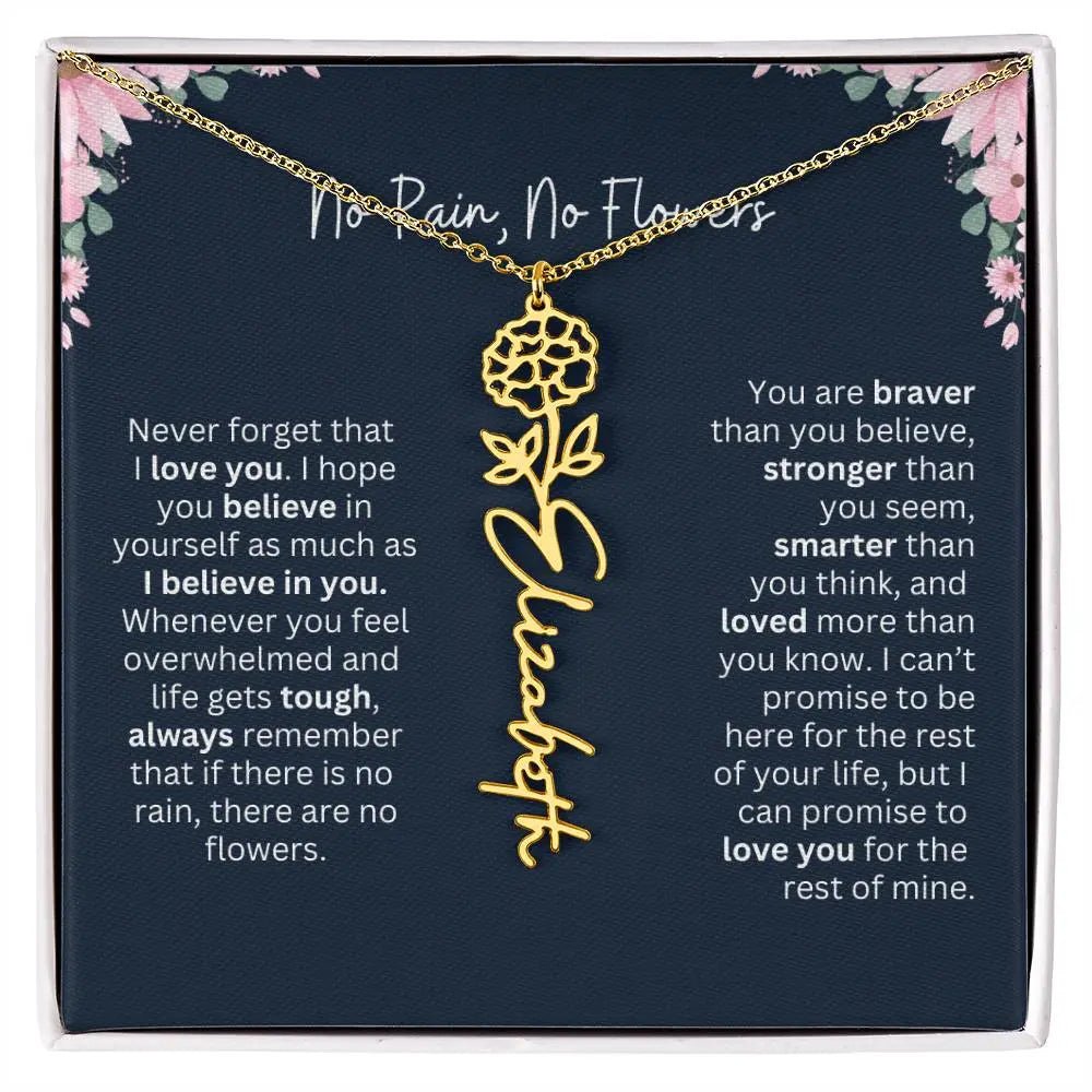 No Rain - No Flowers | Birth Necklace | Name Necklace | Custom Jewelry Gift for Daughters from Dad