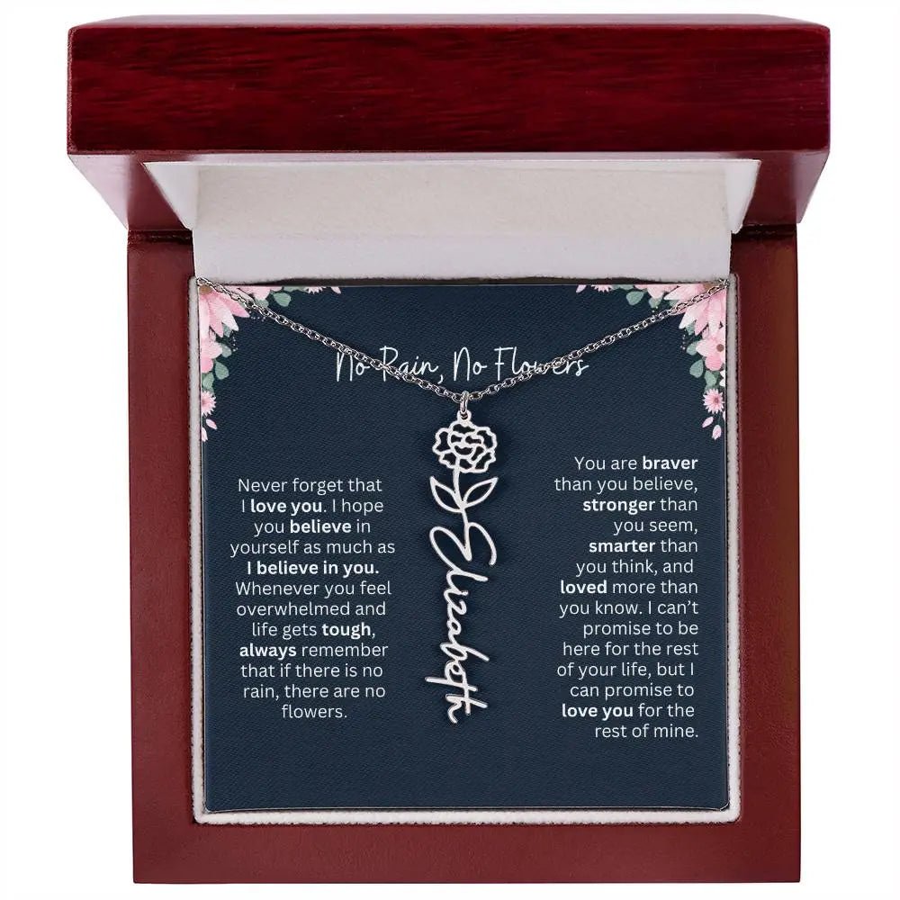 No Rain - No Flowers | Birth Necklace | Name Necklace | Custom Jewelry Gift for Daughters from Dad