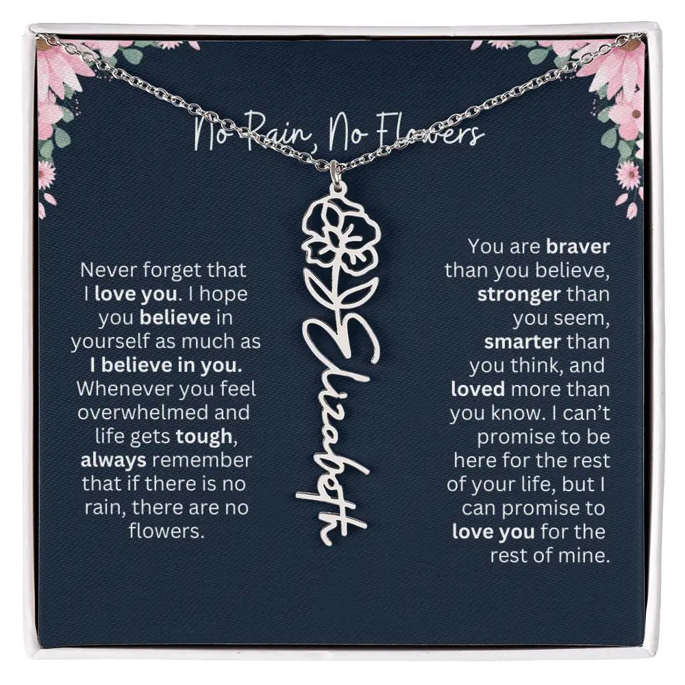 No Rain - No Flowers | Birth Necklace | Name Necklace | Custom Jewelry Gift for Daughters from Dad