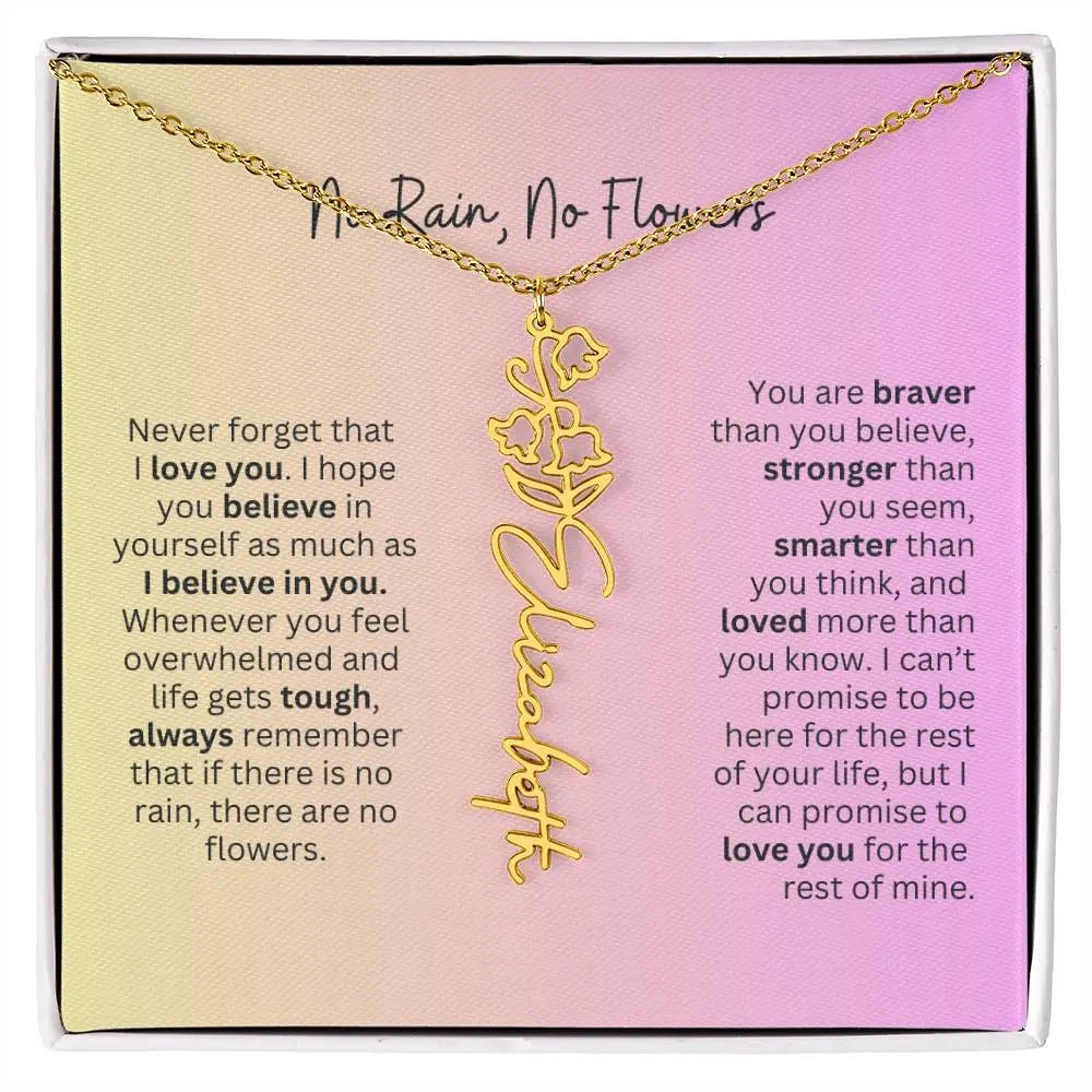 No Rain - No Flowers I Birth Necklace I Name Necklace I Pink