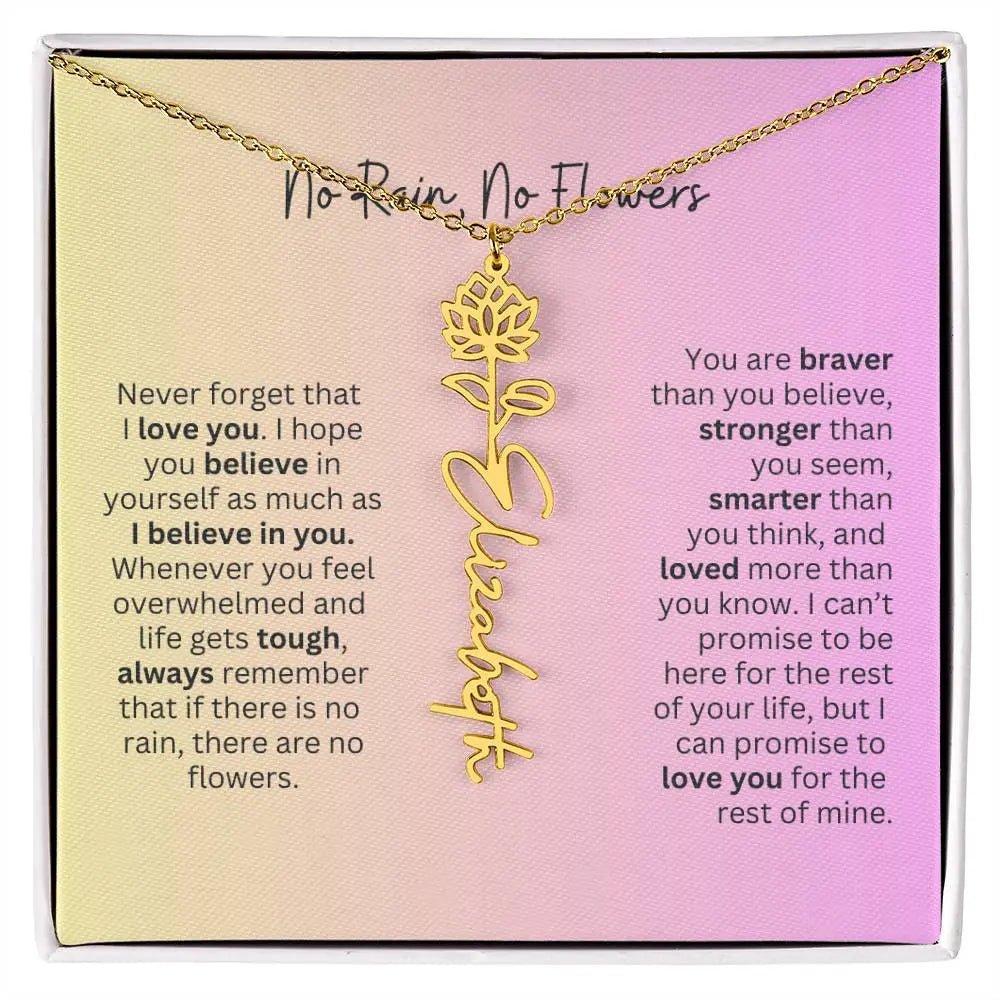 No Rain - No Flowers I Birth Necklace I Name Necklace I Pink