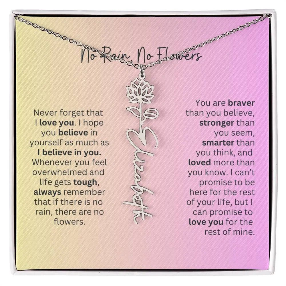 No Rain - No Flowers I Birth Necklace I Name Necklace I Pink