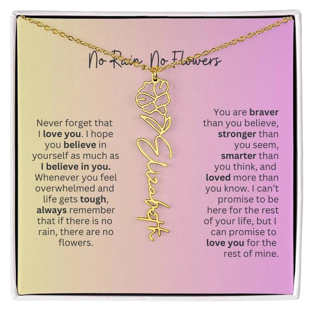 No Rain - No Flowers I Birth Necklace I Name Necklace I Pink
