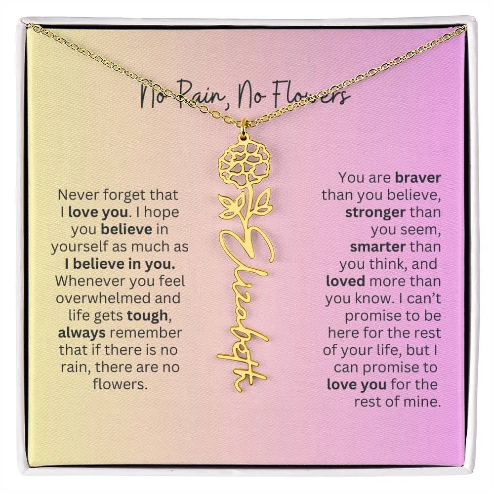 No Rain - No Flowers I Birth Necklace I Name Necklace I Pink