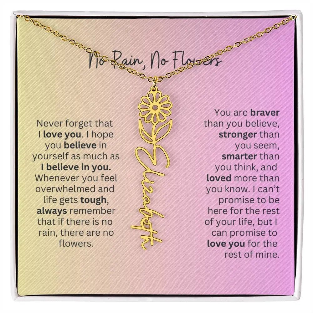 No Rain - No Flowers I Birth Necklace I Name Necklace I Pink