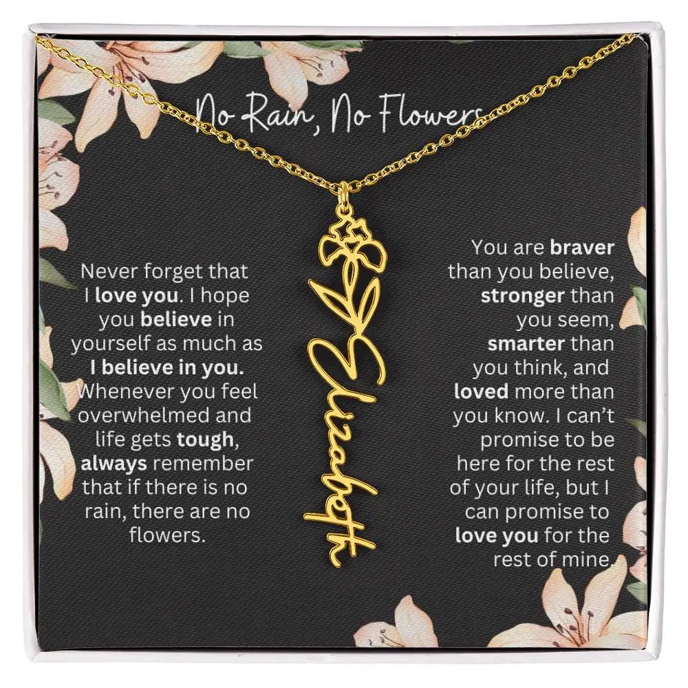 To My Daughter From Dad Necklace I Birth Flower Necklace With Name I No Rain - No Flowers