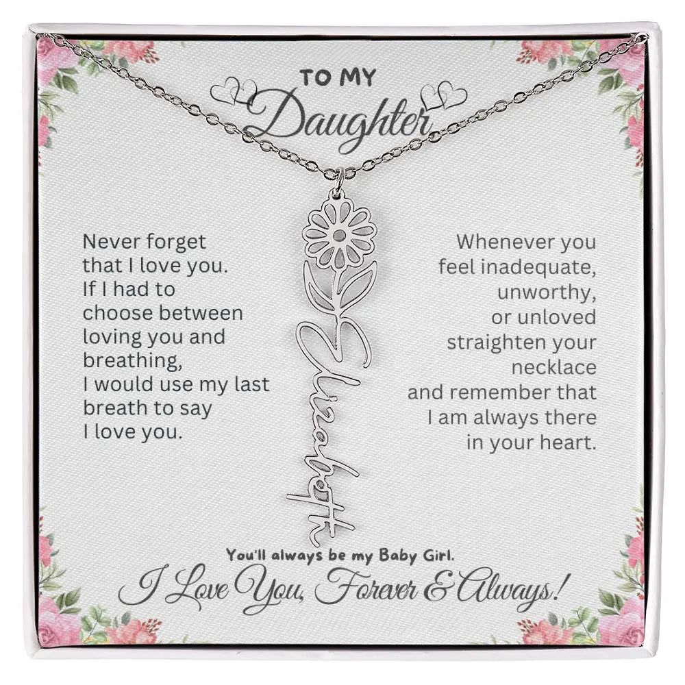 To My Daughter Necklace - Birthday Christmas Gift Birth Flower Jewelry 2025