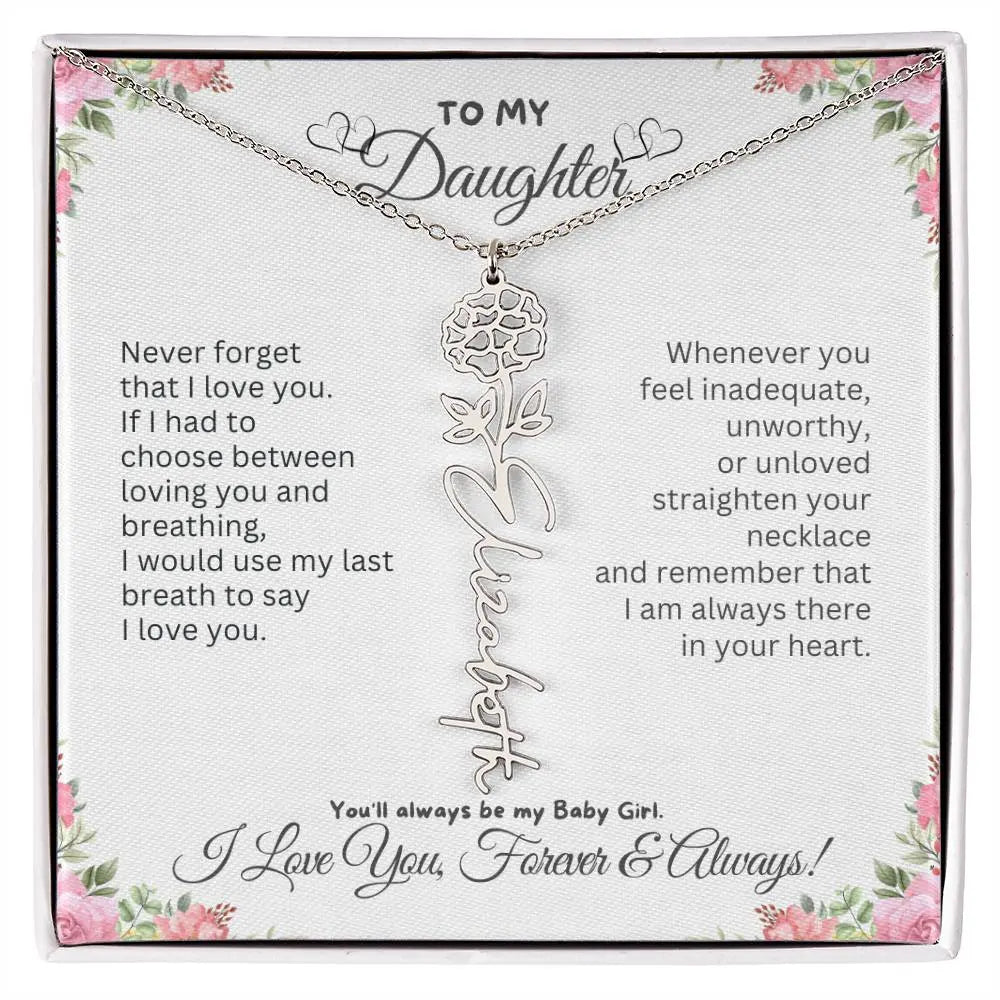 To My Daughter Necklace - Birthday Christmas Gift Birth Flower Jewelry 2025