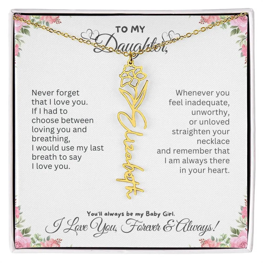 To My Daughter Necklace - Birthday Christmas Gift Birth Flower Jewelry 2025