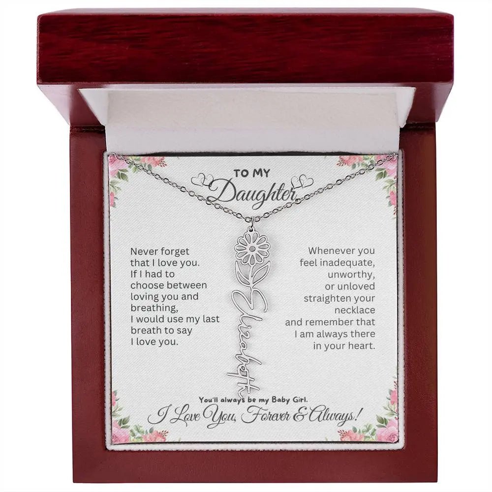 To My Daughter Necklace - Birthday Christmas Gift Birth Flower Jewelry 2025