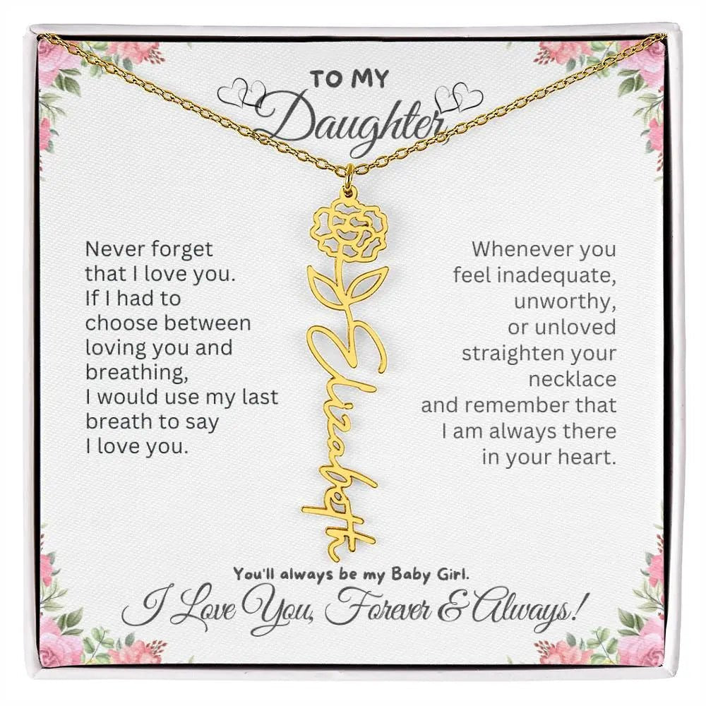 To My Daughter Necklace - Birthday Christmas Gift Birth Flower Jewelry 2025