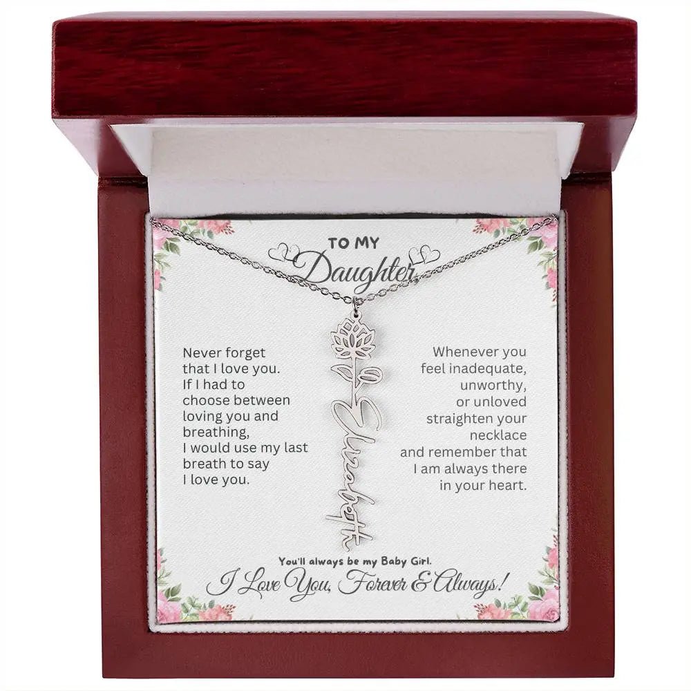 To My Daughter Necklace - Birthday Christmas Gift Birth Flower Jewelry 2025