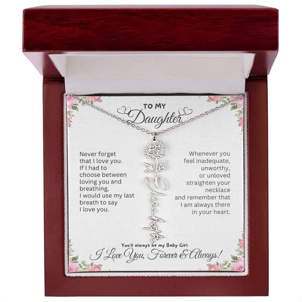 To My Daughter Necklace - Birthday Christmas Gift Birth Flower Jewelry 2025