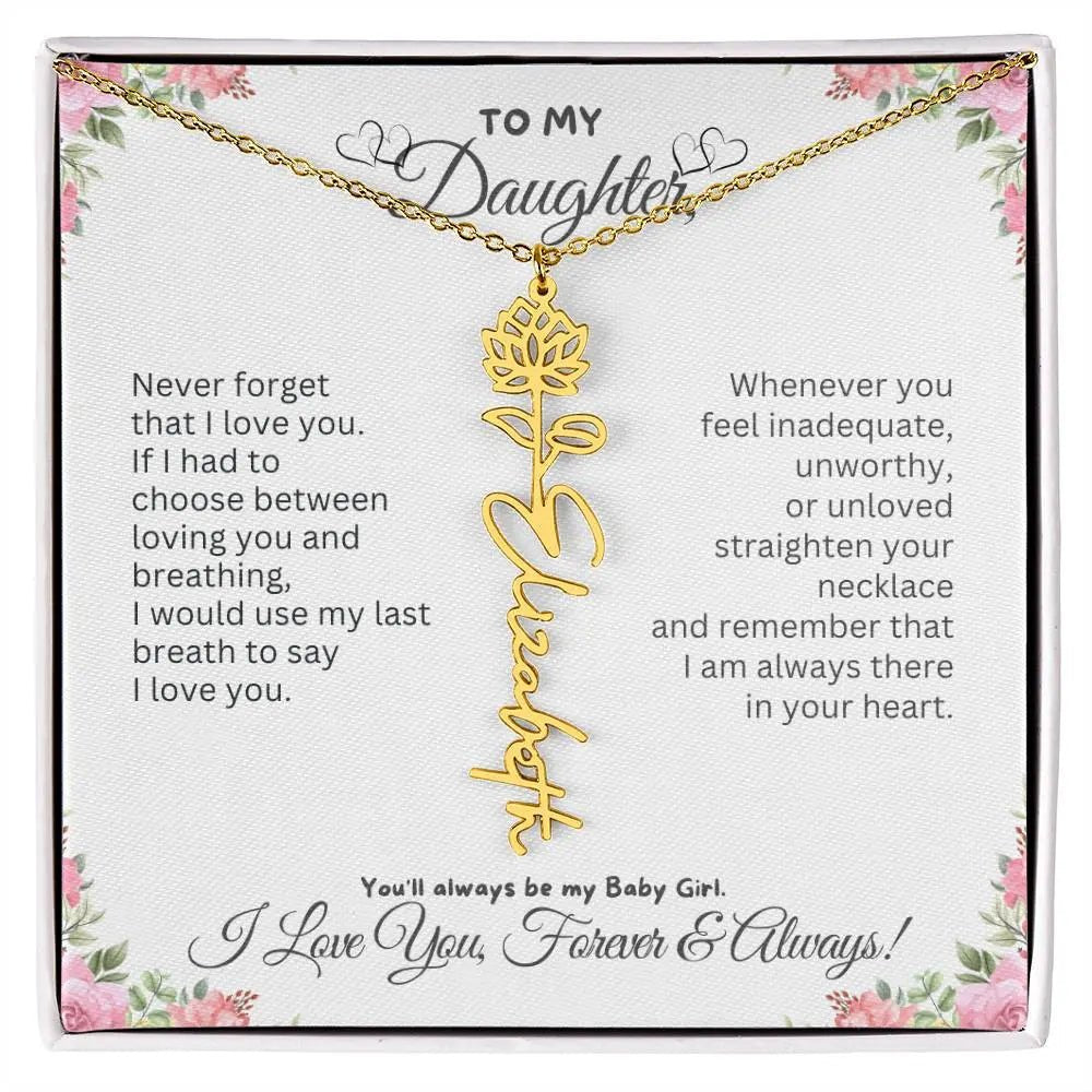 To My Daughter Necklace - Birthday Christmas Gift Birth Flower Jewelry 2025