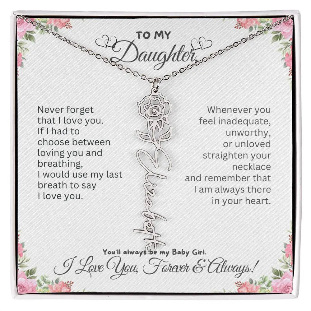 To My Daughter Necklace - Birthday Christmas Gift Birth Flower Jewelry 2025