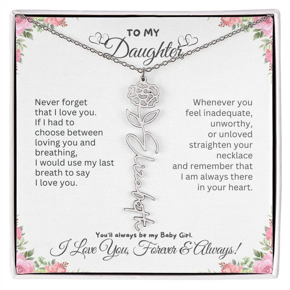 To My Daughter Necklace - Birthday Christmas Gift Birth Flower Jewelry 2025
