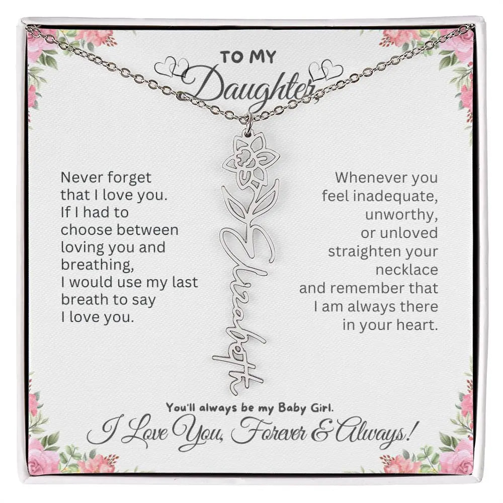To My Daughter Necklace - Birthday Christmas Gift Birth Flower Jewelry 2025