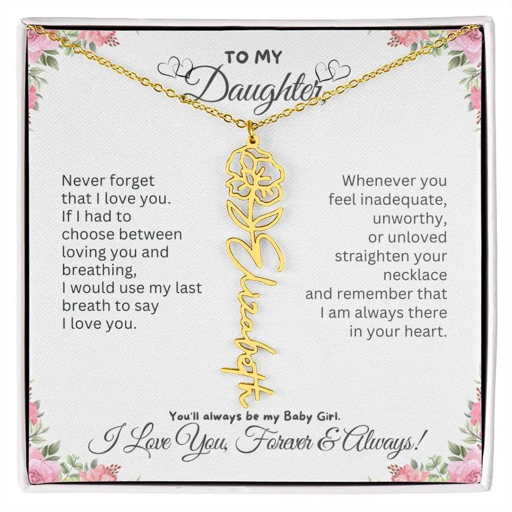 To My Daughter Necklace - Birthday Christmas Gift Birth Flower Jewelry 2025