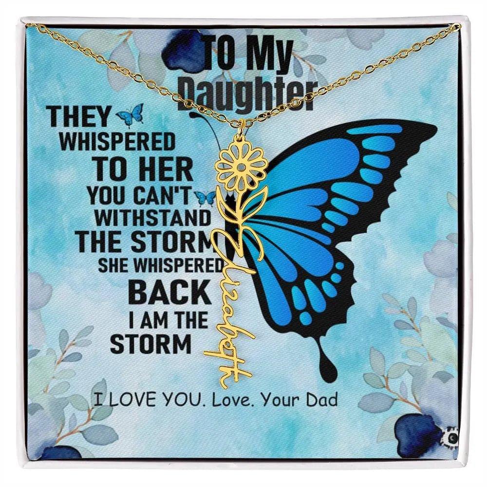 To My Daughter | I Love You - Birth Necklace I Necklace From Dad to Daughter