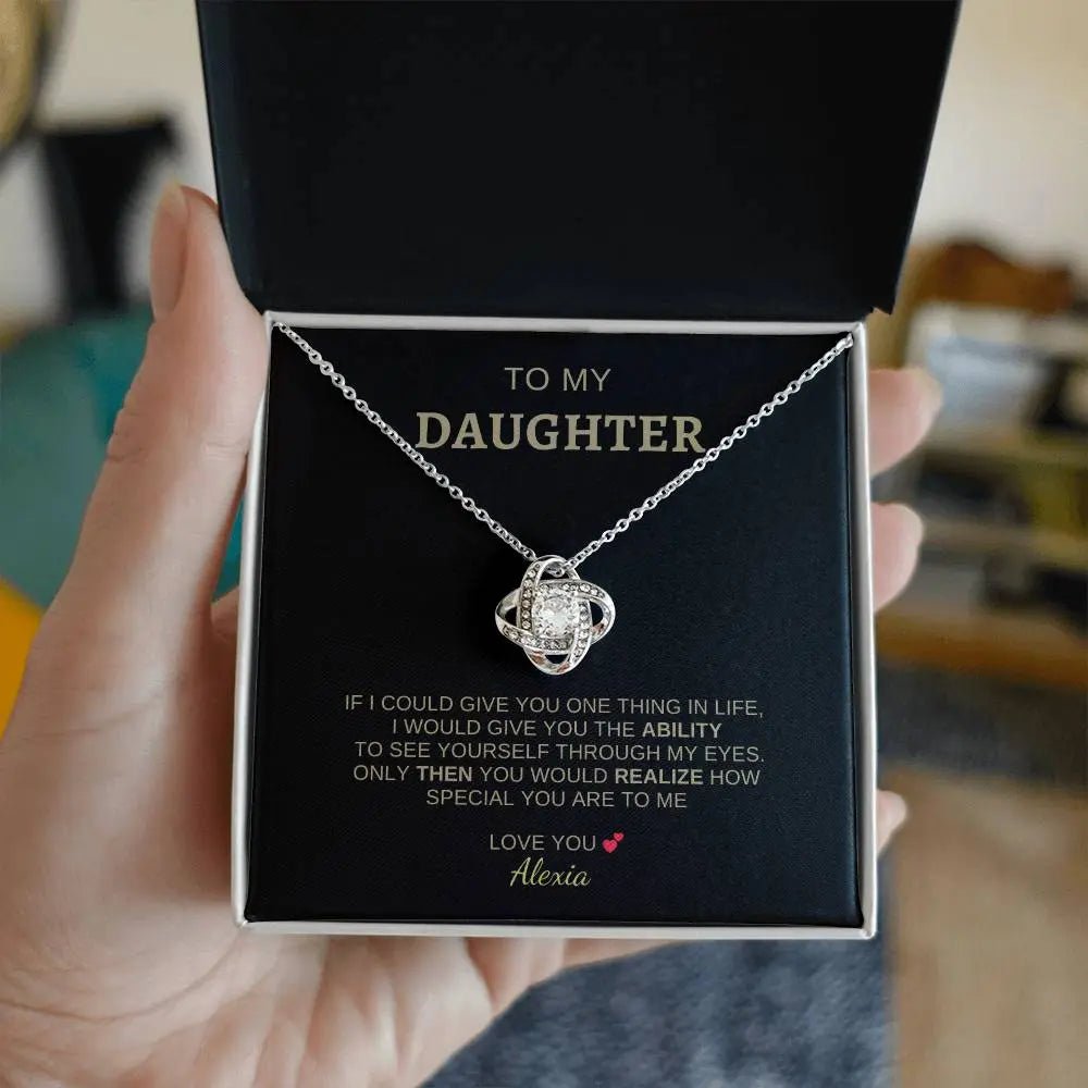 To My Daughter | I Love You - Love Knot Necklace