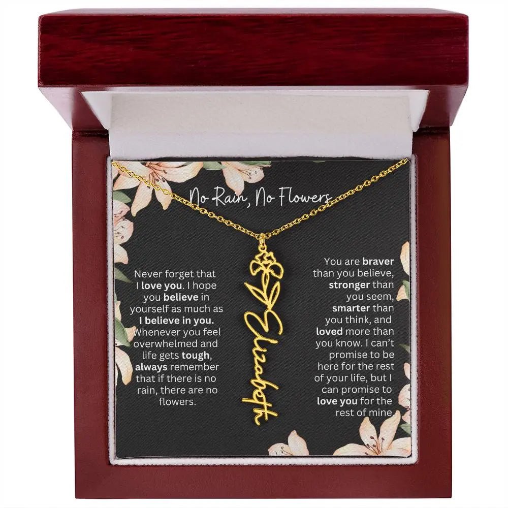 To My Daughter Necklace From Dad I Birth Flower Necklace With Name I No Rain - No Flowers