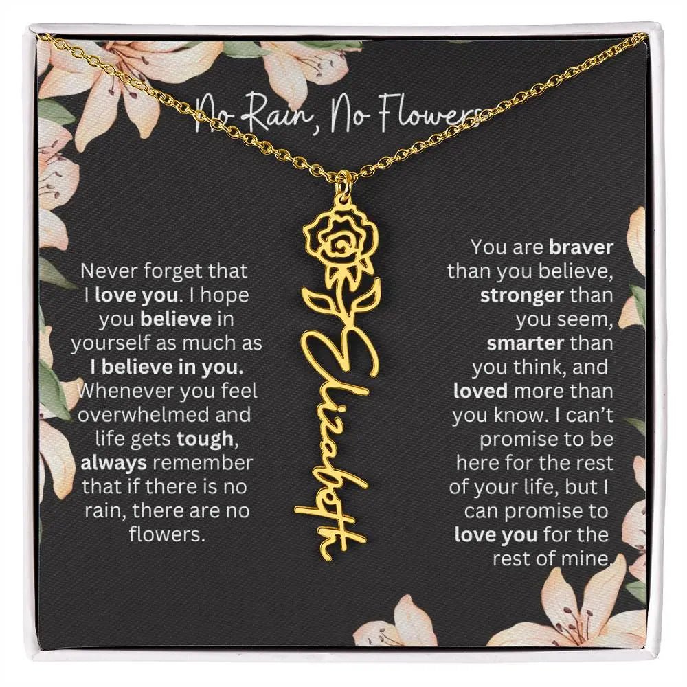 To My Daughter Necklace I Birth Flower Necklace With Name I No Rain - No Flowers